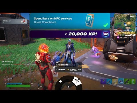 How to EASILY Spend bars on NPC services in Fortnite locations Quest!