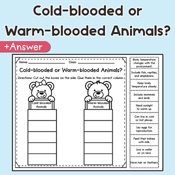 Cold-blooded or Warm-blooded Animals? Cut and Paste Sorting Activity