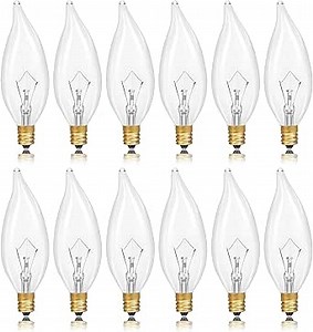 Potanro E12 Incandescent Light Bulbs 25Watt Warm White 2700K, 180 Lumens Candelabra Light Bulb Decorative Dimmable Chandelier Light Bulbs for Ceiling Fan, Pendants (25W-12Pack)