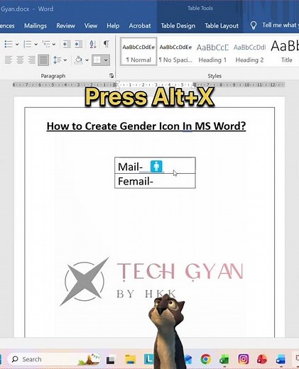 How to create Mail & Female Icon in MS Word