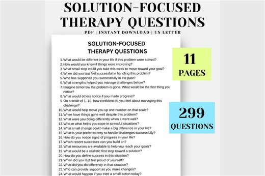299 Solution-focused Therapy Questions, Printable SFBT Workbook, Solution Focused Brief Therapy - Etsy