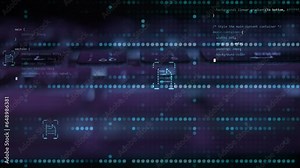 animation of coding programming software code with file icons glowing with real keyboard footage in background