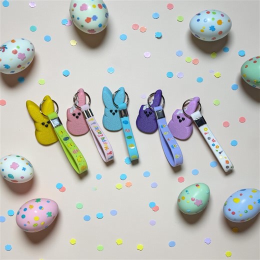 Easter Peeps Colorful Keychains - Etsy