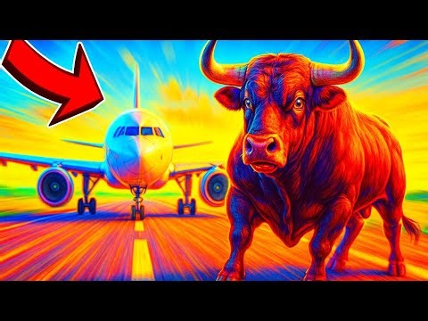 Bull Blocks Airplane on Runway 😱 | Helicopter Rescue Saves the Day!