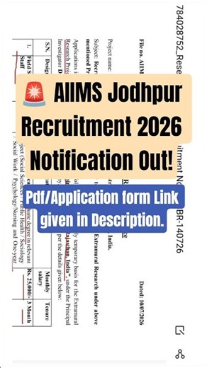 🔥 AIIMS Jodhpur Recruitment 2026 | Field Support Staff |Psychology Graduate Jobs | Walk-in Interview