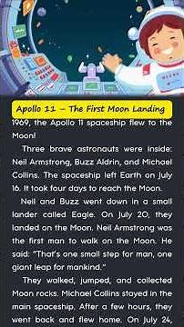 🚀 Apollo 11 – Easy English Story for Kids and Beginners 🌕In 1969, Apollo 11 went to the Moon! | 0118