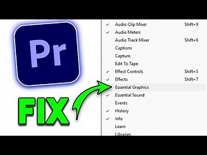FIX: Missing Essential Graphics Panel in Premiere Pro