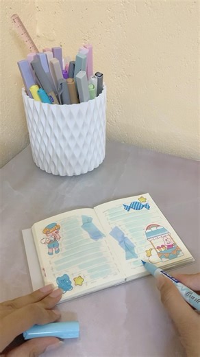 Mini blue kawaii journal #shorts #journaling #kawaiistickers
