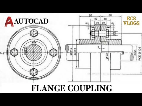 Flange coupling - EG using AutoCAD | Flange coupling assembly drawing step by step process