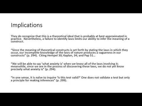 Construct Validity: Early Views of Cronbach and Meehl (1955)