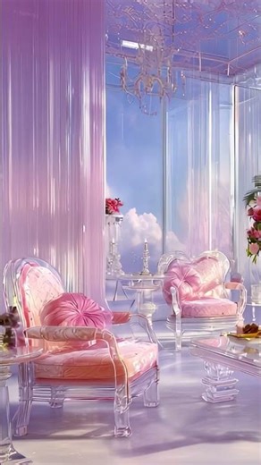 雲の上のガラスティールーム｜夢のような透明空間／Glass Tea Room Above the Clouds | Dreamlike Crystal Space #dreamcore