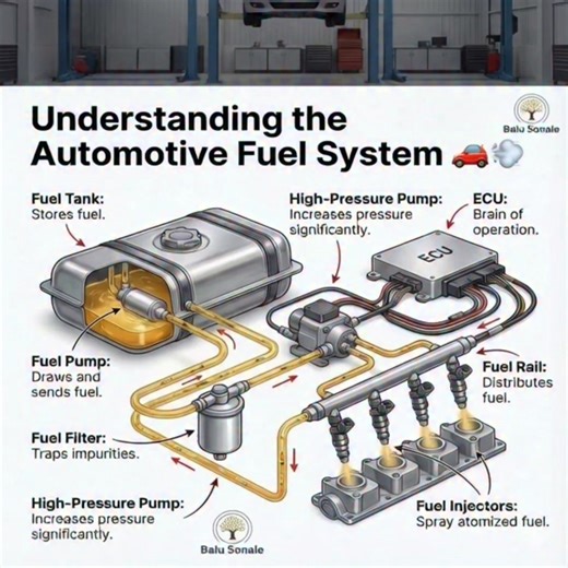 Torque craft on Instagram: "Automotive Fuel System Explained ⛽🚗 Tank → Pump → Filter → High pressure → Injectors → Perfect combustion.” #Torquecraft #fblifestyle #ForEducationalPurposesOnly"