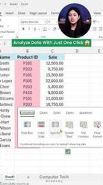 MS Excel | Analyze Data with Just One Click | Computer Tech Academy