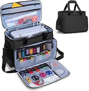 LUXJA Sewing Machine Carrying Bag with Removable Padding Pad, Tote Bag for Sewing Machine and Extra Sewing Accessories, Black