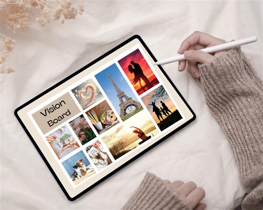 Vision Board Editable Printable A4 & A3 | Neutral Beige Vision Board Template | Canva Vision Board | Instant Download - Etsy