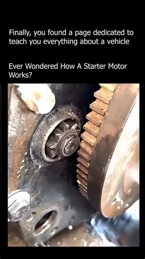 Explaining Cars on Instagram: "The starter motor is the small but powerful electric motor that brings your car’s engine to life. When you turn the key or press the start button, the battery sends power to the starter. An electromagnet pushes a small gear — called the pinion — forward to mesh with the flywheel. At the same time, the starter spins, turning the flywheel and rotating the crankshaft. This cranking motion lets the engine pull in air and fuel, starting the combustion process. Once the