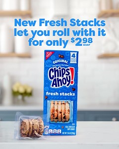 500 reactions · 47 comments | New Fresh Stacks let you roll with it for just $2.98! Perfect for on-the-go snacking. | Chips Ahoy! | Facebook
