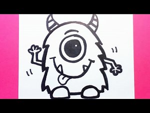 HOW TO DRAW A ONE EYE SILLY MONSTER, VERY SHORT AND EASY