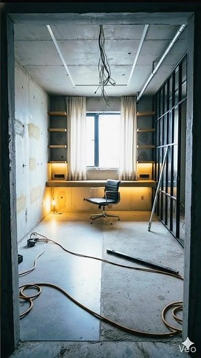 Turning Bare Concrete into a Luxury Glass Office Setup #satisfying #renovation #asmr