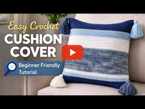 How to Crochet Cushion Cover with tassels|Step by Step Tutorial for Beginners Home Decor #crochet
