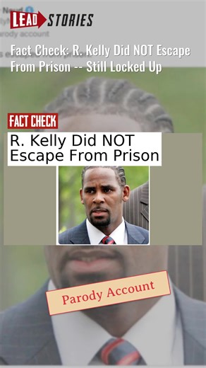 Fact Check: R. Kelly Did NOT Escape From Prison -- Still Locked Up #CheckTok #RKelly #FCIButner #NorthCarolina #FactCheck https://leadstories.com/hoax-alert/2026/02/fact-check-r-kelly-did-not-escape-prison.html?utm_medium=minivideo | Lead Stories