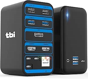 Newest 2021 TBI Pro Docking Station 15 in 1 - USB c Hub for Laptop Thunderbolt 3 Macbook Pro, Air and Windows - Triple Display 4K 60Hz Powered Dock with Multiport 2 HDMI, DisplayPort, 4 USB 3.1, USB-C