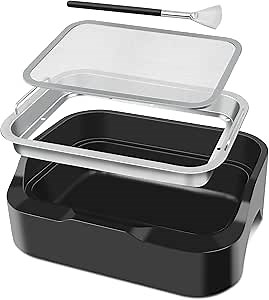 somwherr Tray with Replaceable 150 Micron Fine Mesh Screen and Static Brush (Black)
