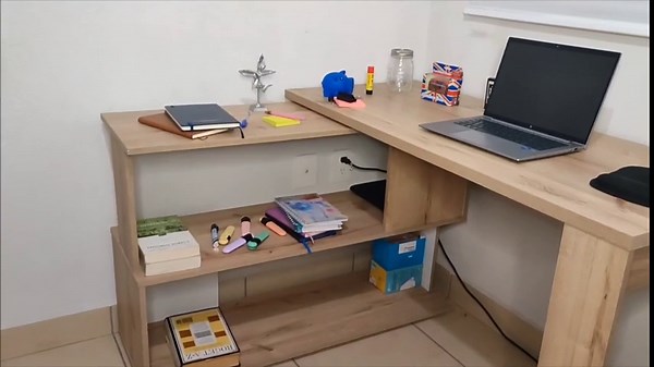 Desktop Bookshelf Expandable with Two Drawer Organizers Made of Bamboo, Collapsible Design & Compartments for Efficient, Clutter-Free Workspace Organization - Sleek Bookshelf