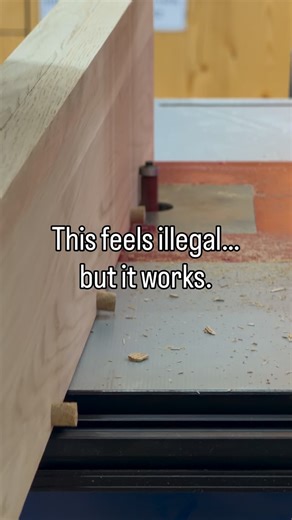 Berlin Woodworker on Instagram: "Router table flush-cutting wooden plugs on the underside of a shelf. Fast. Clean. Zero patience required. Sometimes power tools are just… better. 🤷🏻‍♂️ #woodworking #woodworkingtips #routertable #woodenplugs #flushtrim"