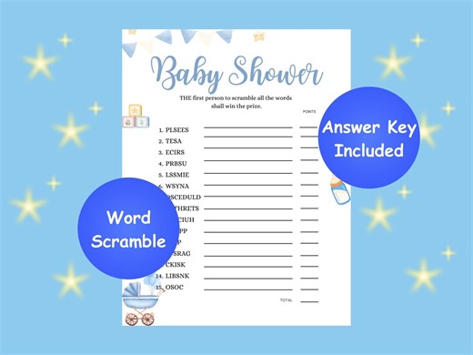 Baby Shower Word Scramble Game, Fun Party Activity (digital Download) - Etsy UK
