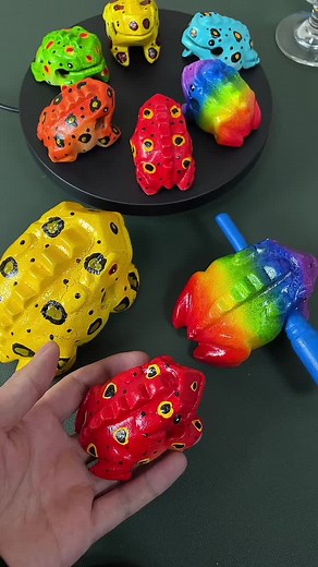 Colorful Frog-Shaped Objects Showcase