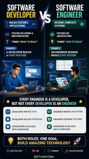 Software Developer vs Software Engineer 👨‍💻 |@A1coderclips