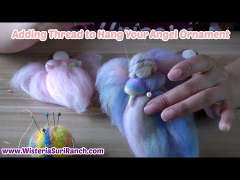 Adding Thread to Needle Felted Angel Ornament