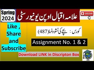 AIOU Code 487 Solved Assignment No.1 & 2 Spring 2024 | Subject: CHILD DEVELOPMENT |Level :(BA/B.Com)