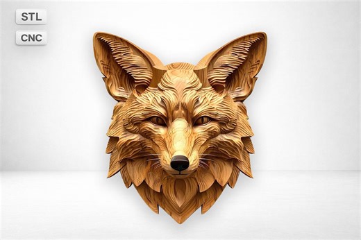 Fox Head Relief 3D Model Designed for CNC Carving and 3D Printing - Etsy