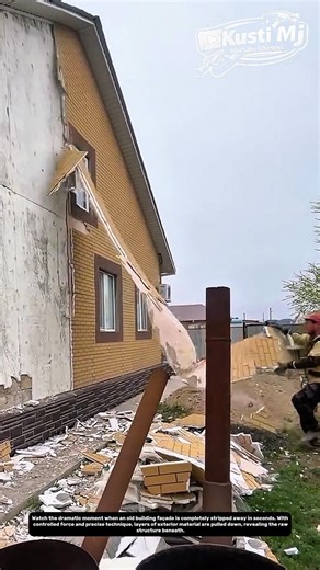 Stripping an Entire Wall in Seconds | Powerful Exterior Renovation Process.