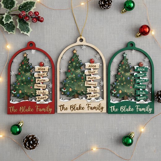 Family Names Christmas Tree Ornaments, Personalized Family Name Ornament, Christmas Tree Ornament Family Names 2025, Names Keepsake - Etsy