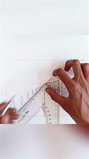 Drawing a city using 1-point perspective✍️ 🏢 #drawing #art #sketch #citysketch #architecture