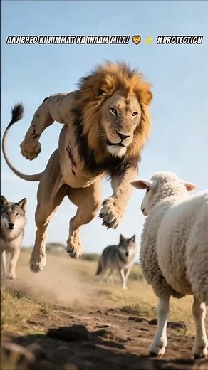 Friendship between a sheep and a lion 🦁🦁 #lion #bhediya #aicommunity #shorts #ai #shortvideo #viral