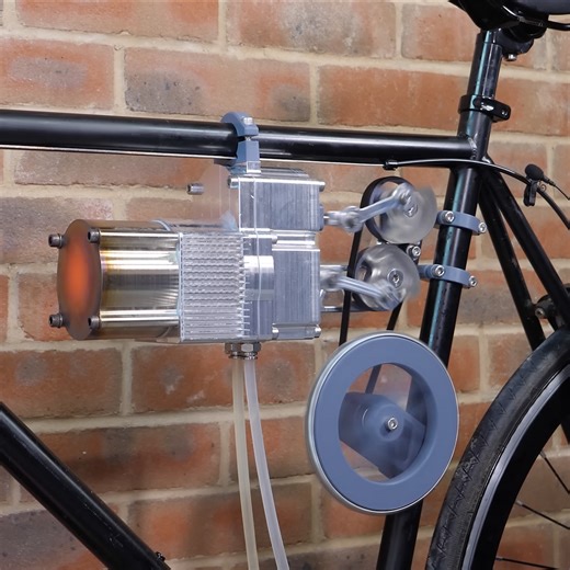 Aerospace Engineer Tom Stanton’s Stirling Engine Bike Pedals Heat, Literally