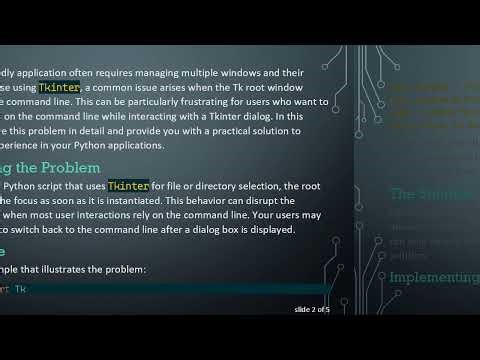 How to Prevent Your Tkinter Root Window from Taking Over Focus in Python Programs