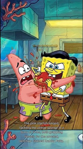 Spongebob and Patrick fight over a Krabby Patty #story