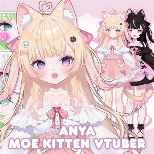 Free-ish for a Limited Time! Anya the Moe Kitten Vtuber - Full Body Customizeable Vtuber | Momomizuvt - Etsy
