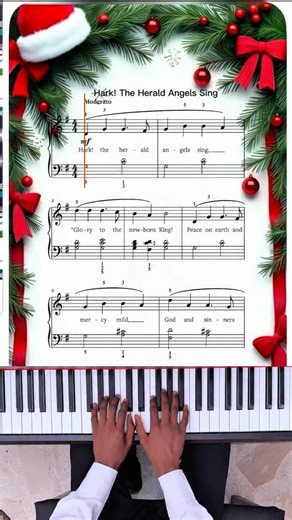 Oluwatobi Ola-oluwa on Instagram: "“Hark! The Herald Angels Sing” is a majestic and uplifting Christmas hymn that translates beautifully to the piano. With its strong, confident melody and rich harmonic movement—adapted from a tune by Felix Mendelssohn—this piece carries a joyful proclamation of the Christmas story."