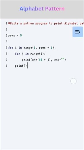 Python Basics - Alphabet Pattern #shorts