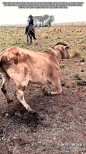 넓은 목초지에서 로프를 활용한 안전한 가축 이동 작업 #farmer #farming #cowboy #cattle #livestock