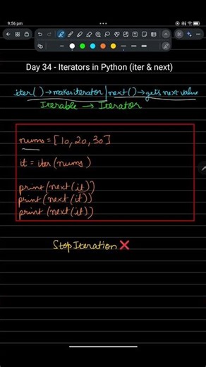 Python Day 34 | Iterators Explained | iter() & next()