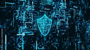 Hi-Tech digital cyber security display holographic information abstract background