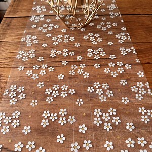 Daisy Organza Table Runner, White Gold Glitter Floral Table Runner, Wedding Party Table Runner, Botanical Decorations, 5m - Etsy