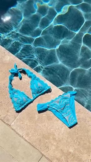 Wearing PQ Swim’s iconic lace, now in Kai 💙 🩵 Hand-cut scalloped lace 🩵 A supportive, flattering silhouette 🩵 The boldest shade of blue Made to turn every beach day into a moment. #SwimwearWorld #PQSwim #LuxurySwimwear #ResortStyle #SwimStyle #BeachVibes | Swimwear World